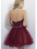 Strapless Sweetheart Neck Beaded Lace Tulle Short Homecoming Dress
